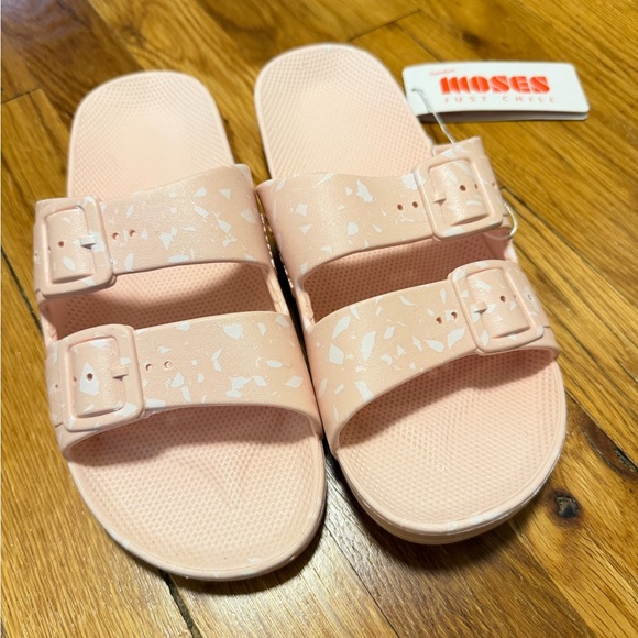 Freedom Moses Shoes - NWT Freedom Moses Pink Terrazzo Double-Buckle Slide Sandals Size 8-9